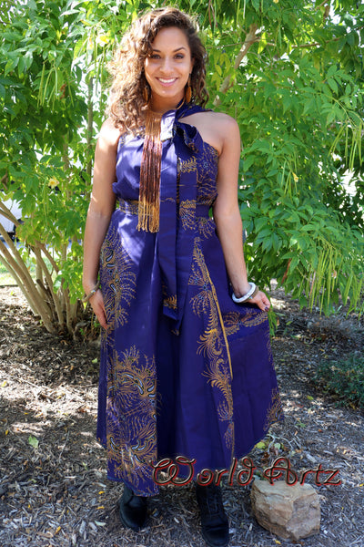 WRAP SKIRT- Ankara Wrap Dress-REGULAR SIZE(PURPLE GOLD) - by Dingilo & Elizabeth
