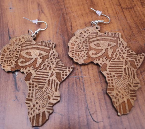 EARRINGS- African Symbols Wood Earrings