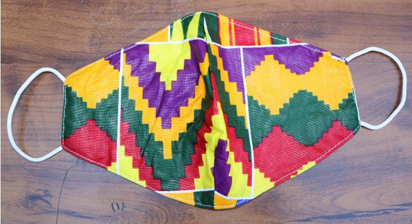 FACE MASK - W. African Kente Cloth Design  by George Kwakuyi w/filter pocket