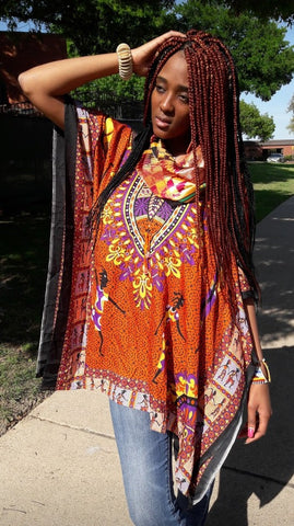 FEMALE DASHIKI/TOPS- Design w/ Images Onesize (OTHER COLORS)