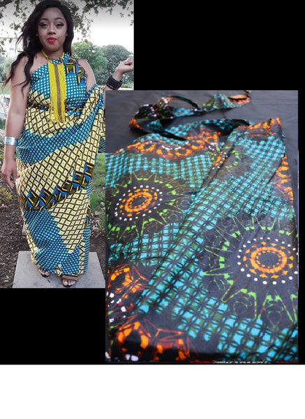 WRAP SKIRT- Ankara Wrap Dress-REGULAR SIZE(OTHER COLORS) - by Dingilo & Elizabeth